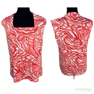 3/30$🔥 Anne Klein Women's Blouse Orange Size L watercolor Printed Jersey Tank